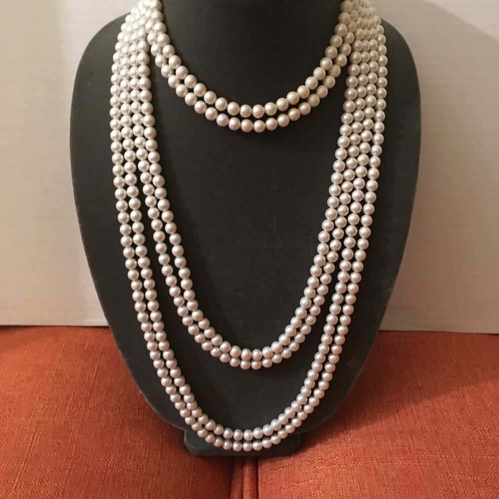 6 strand graduated  faux pearl necklace